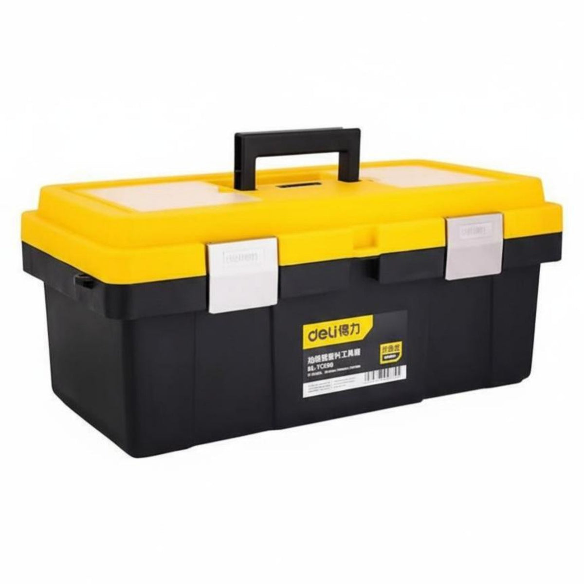 Toolbox with Removable Tray Secure Compartment Organizer Box Stackable