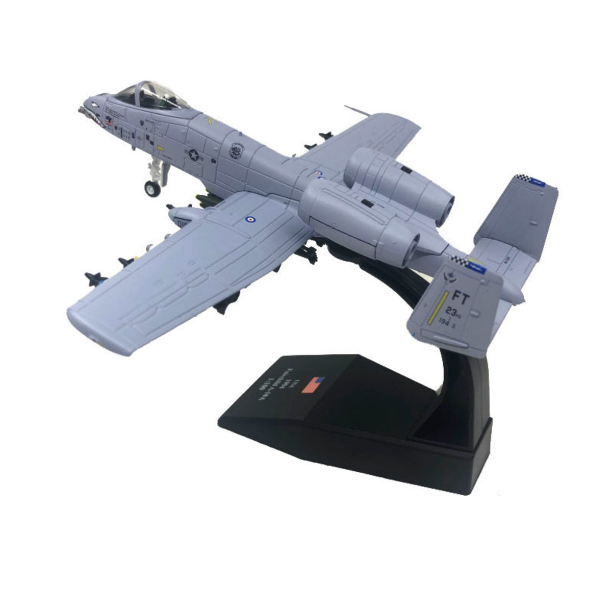 Close Air Support Model Airplane Light Gray 1:100 Scale A-10 Airplane Printed Markings Display Plane for Collectors