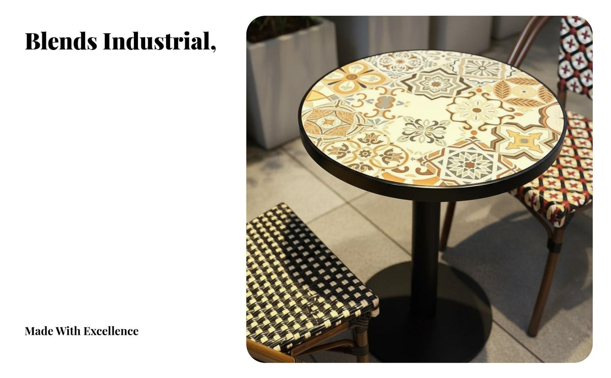 Industrial Design Dining Set Weatherproof French Design Woven Chair Resilient French Wicker Eatery Set for Restaurant Owners, Couples, Patio, Garden