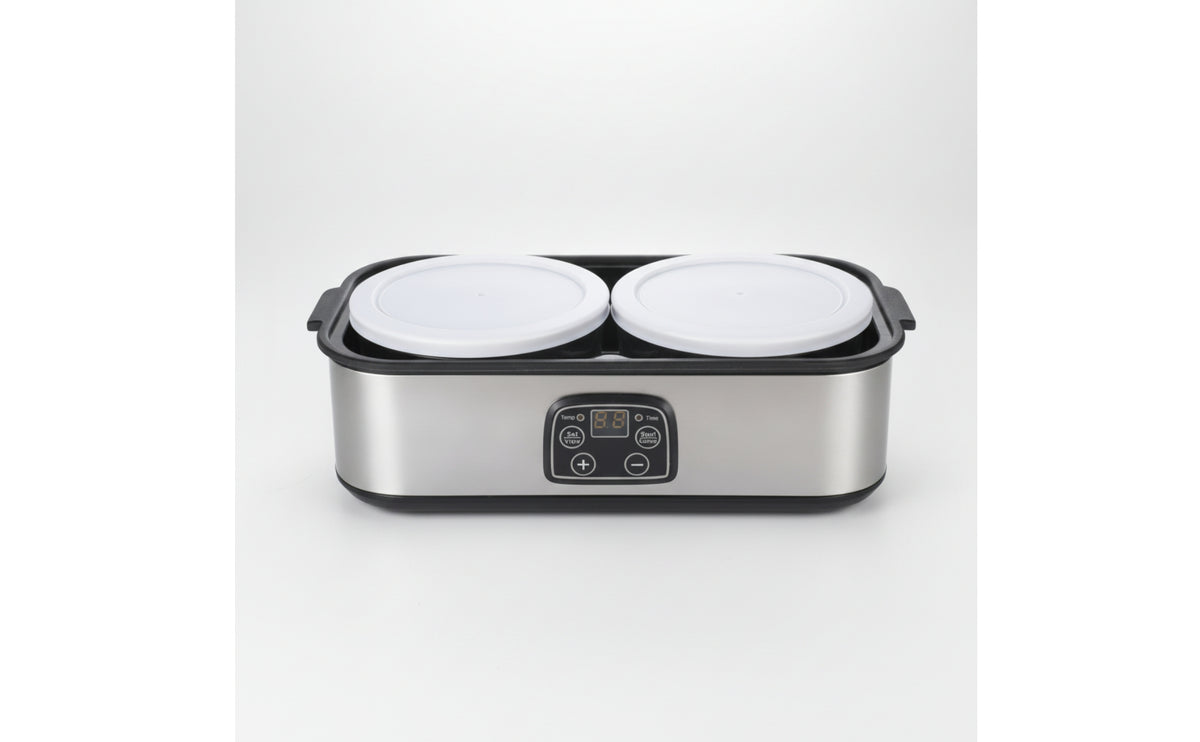 Stainless Steel Yogurt Maker with Glass Jars Compact Countertop Yogurt Maker Digital Appliance Homemade for Families, Kitchen, Meal Prep