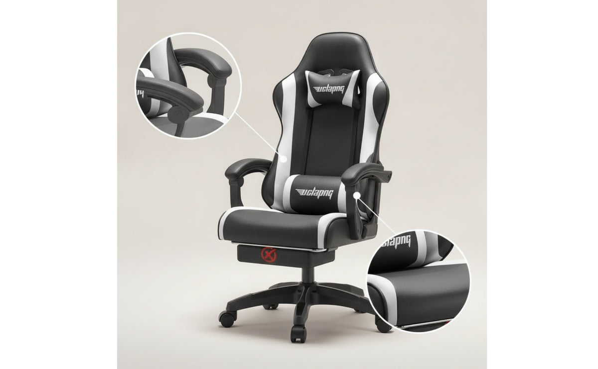 Ergonomic Gaming Chair Padded Reclining Chair with Support Height-Adjustable for Office Workers, Students, Bedroom