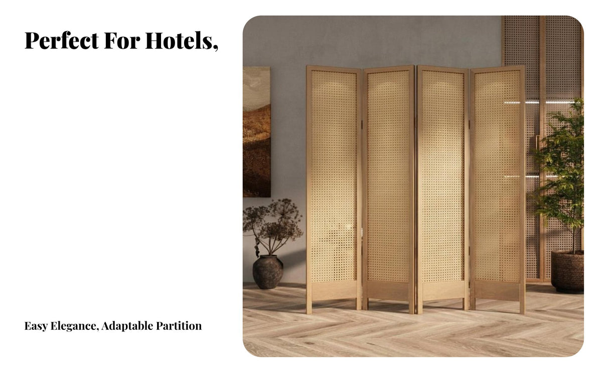Japanese aesthetic Multi-Panel Folding Screen Decorative 4-Panel Room Divider Movable Household Furnishing Minimalist Aesthetic for Business Owners, Interior Designers, closedice Workers, Hotel, Guesthouse, Bedroom, Studio Apartment