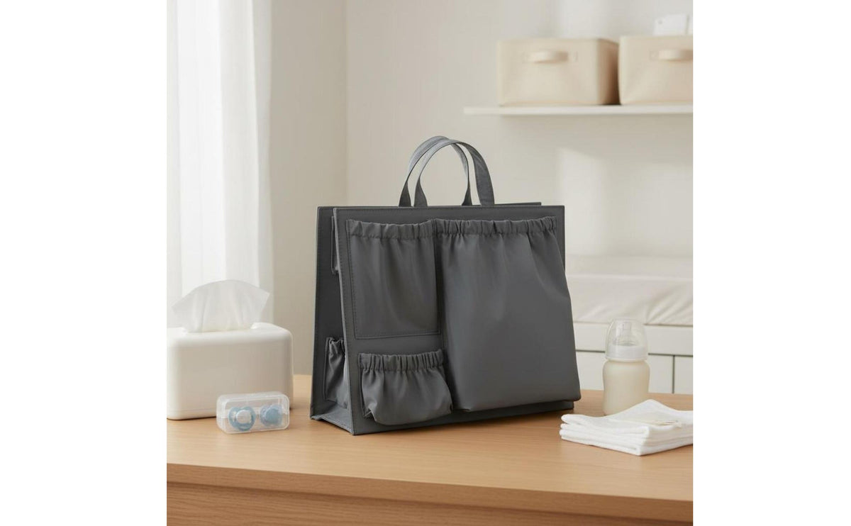 Tote Bag Insert Organizer Wipeable Material Tote Bag Organizer Water-Resistant Handbag Storage Divider for Moms, Travel
