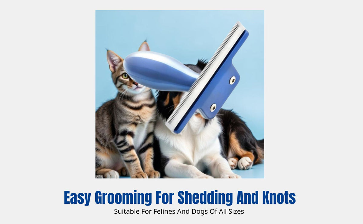 Pet Comb, Stainless Steel Grooming Tool for Dogs and Cats, Anti-Shedding, Anti-Knot, Suitable for Small, Medium, Large Pets