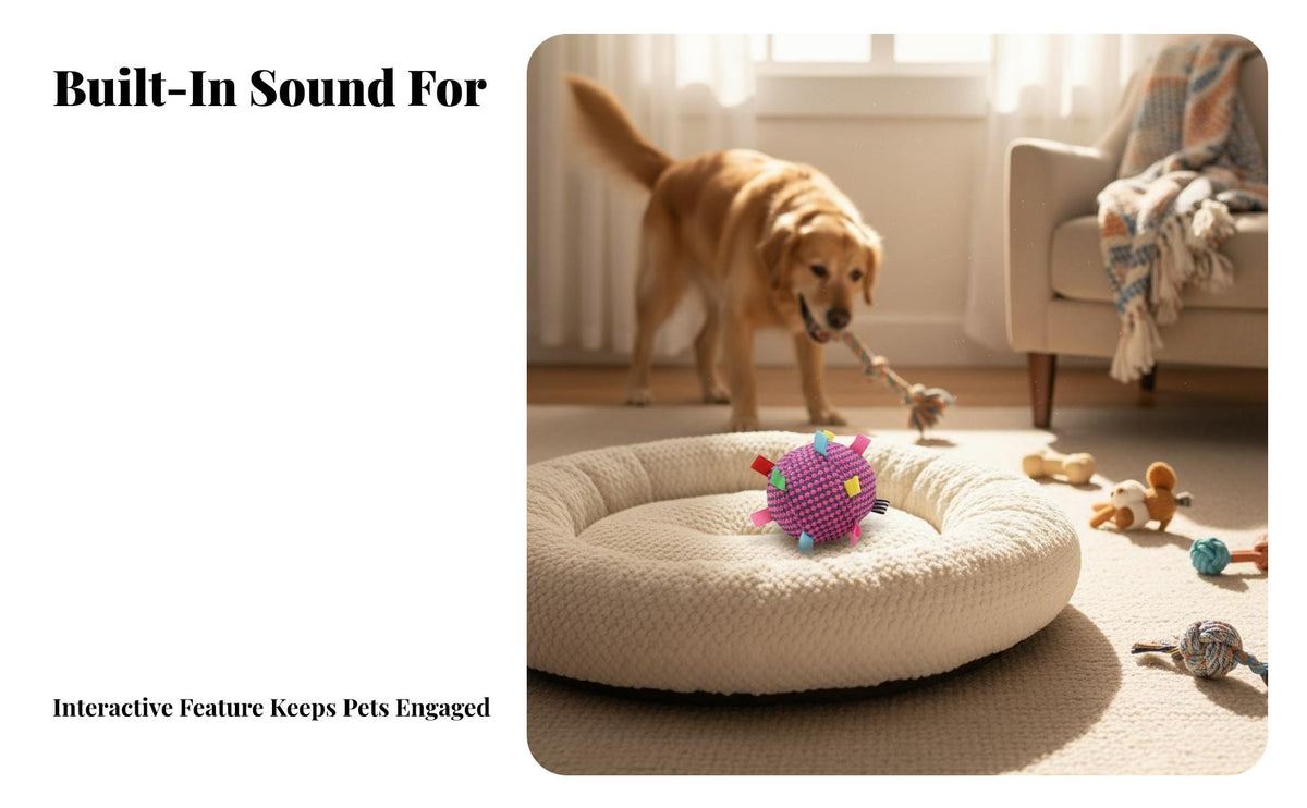 Soft Pet Ball Bite-Resistant Interactive Bell Ball Soft Textile Dog Toy for Dogs, Young Dogs, Indoor, Outdoor