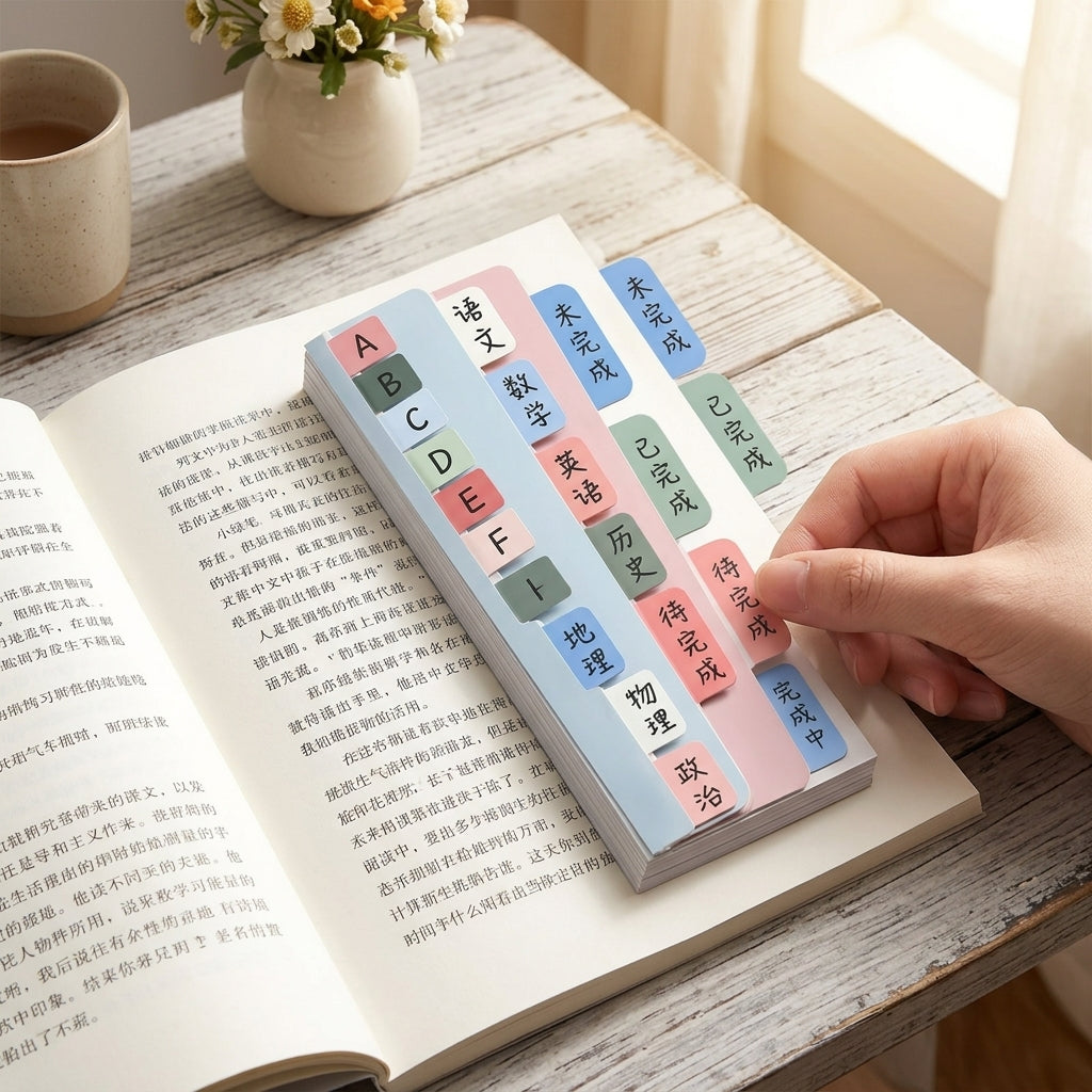 Morandi Color Index Tabs Sticky Notes for Students, Writable Paper Memo Pads, High Aesthetic Bookmark Stickers, Gradient N-Times Sticky Notes