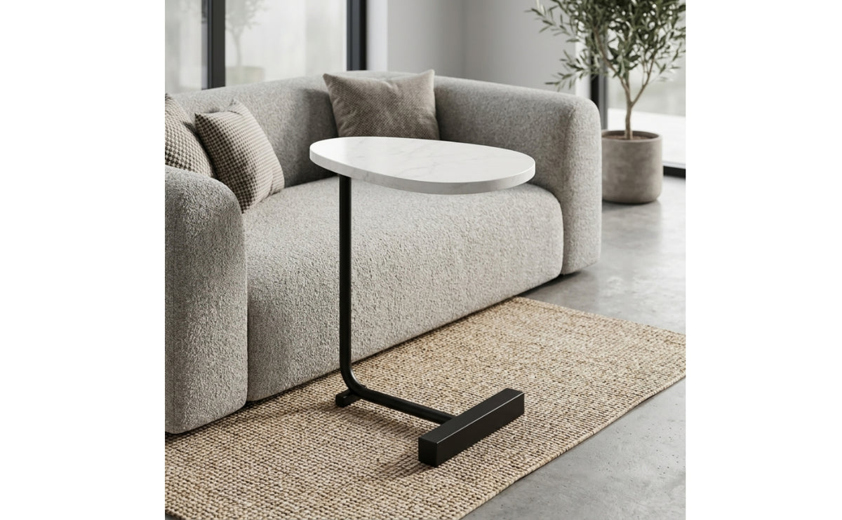 C-Shaped Side Table Space-Saving Sofa Side Table Compact for Living Room, Bedroom