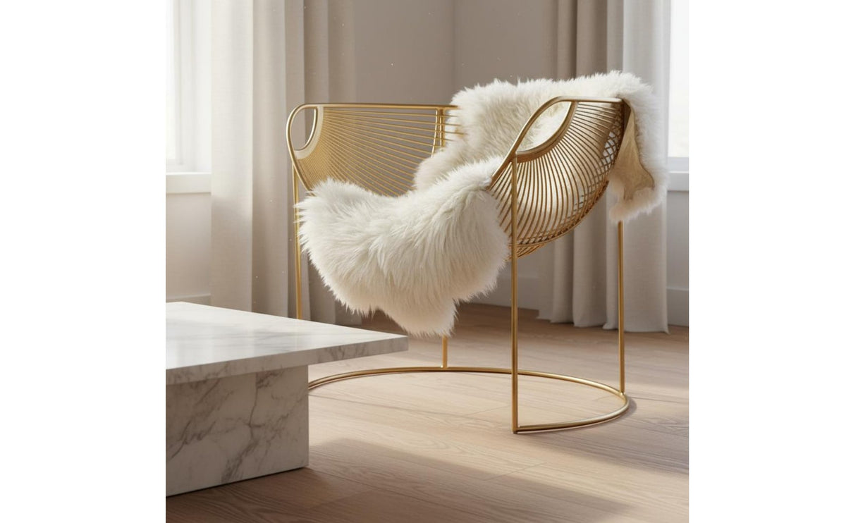 Retro Design Single Sofa Chair Trendy Wrought Iron Armchair Minimalist Metal Frame Lounge Chair Century-Century Modern for Living Room, Bedroom, Reading Nook, Balcony