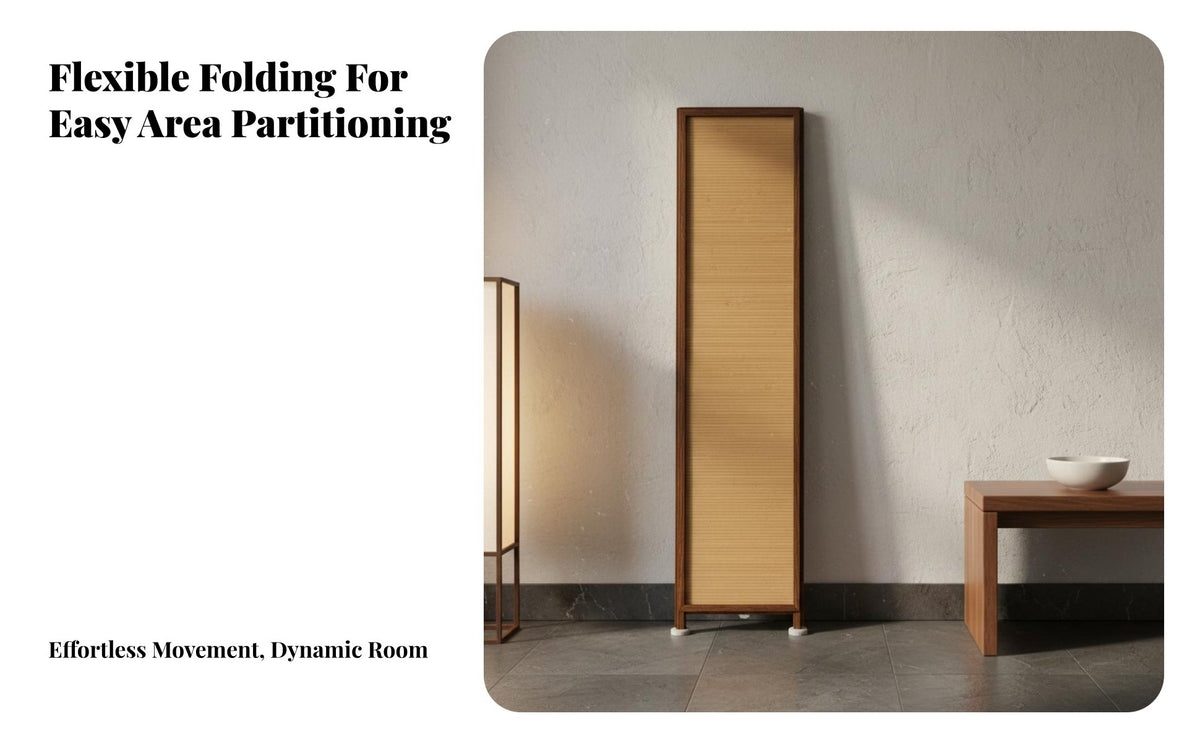 Foldable Chinese Design Room Divider No Installation Required Asian Design Partition Screen Portable Bamboo Privacy Partition Handmade for Interior Designers, Business Owners, Away Ice Workers, Entryway, Bedroom, Studio Apartment, Restaurant