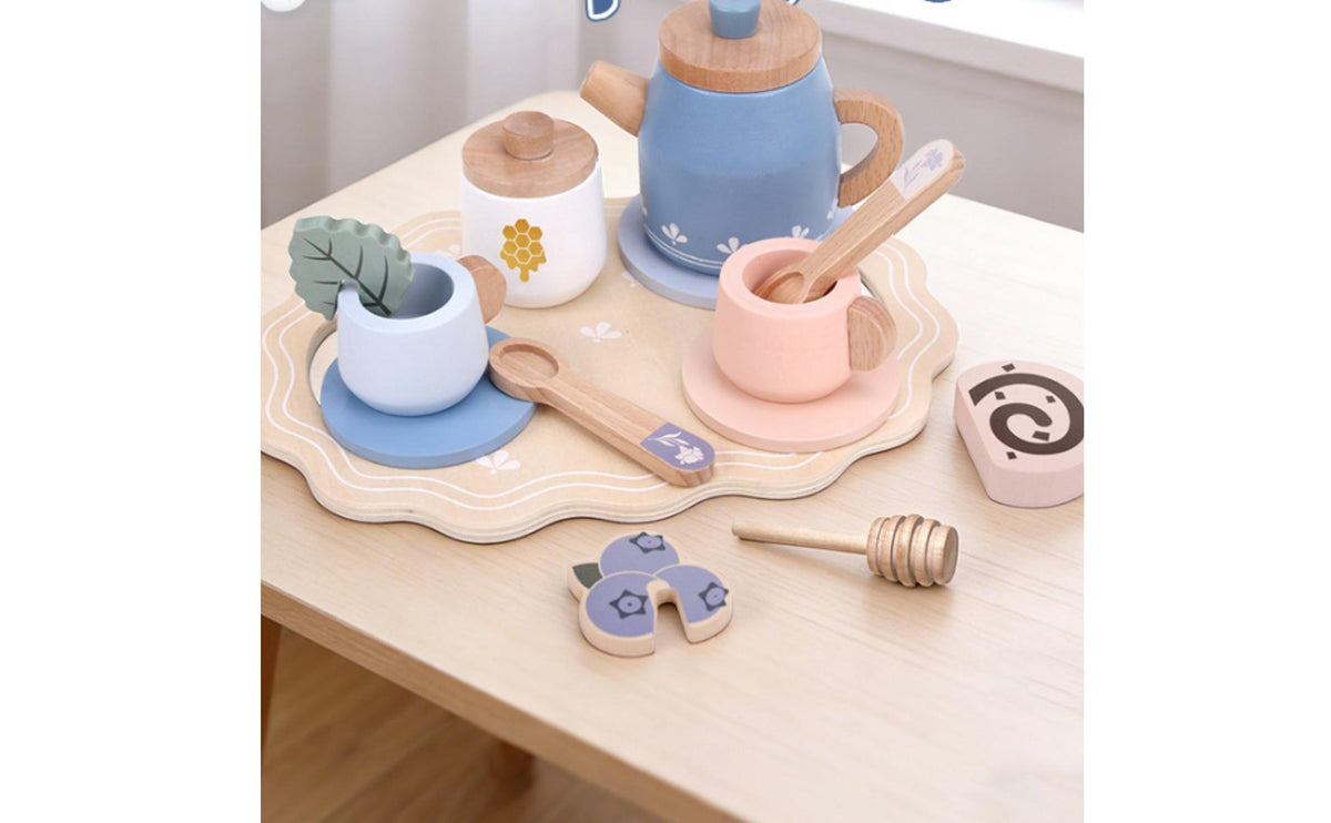 Wooden Tea Party Pretend Play Set for Kids