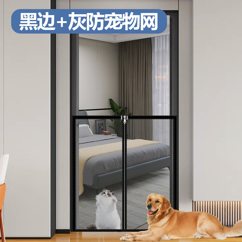 免打孔宠物防猫门栏围栏狗狗猫咪阻挡门栅栏拉链式拦板隔离网神器