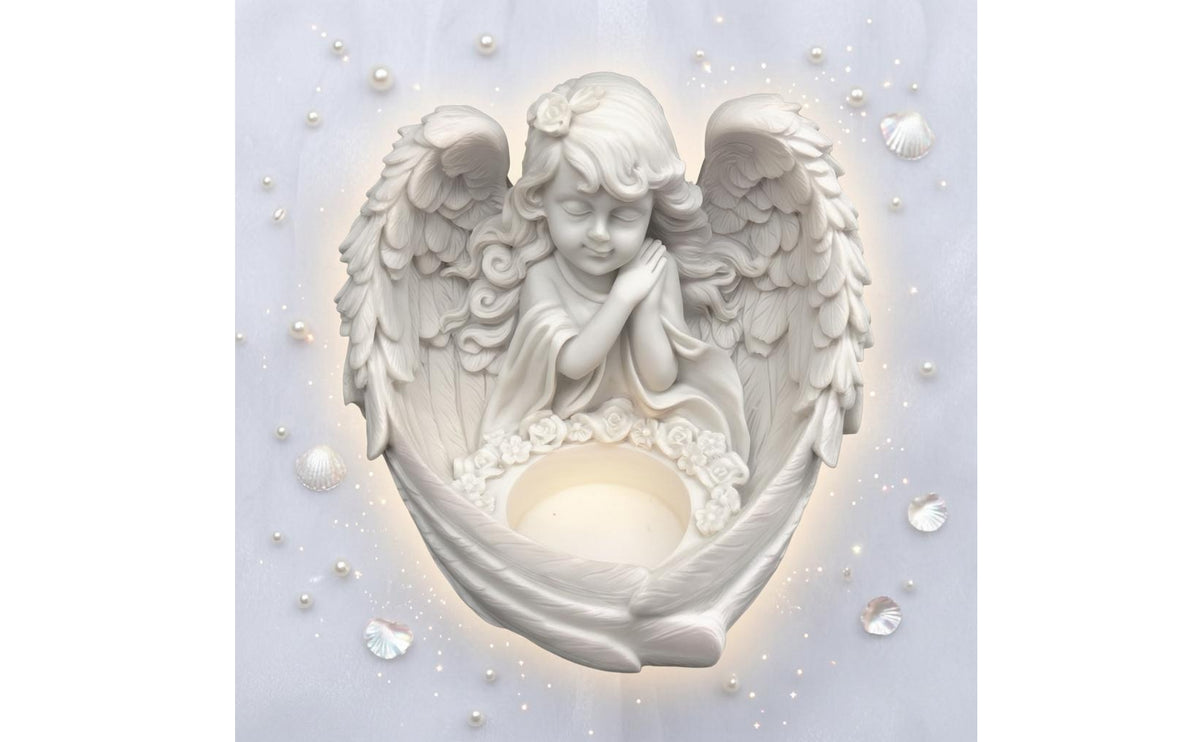 Feather Details Angel Cup Holder Opaque White Angel Holder Ornamental Home Decor Detailed Wings for Display