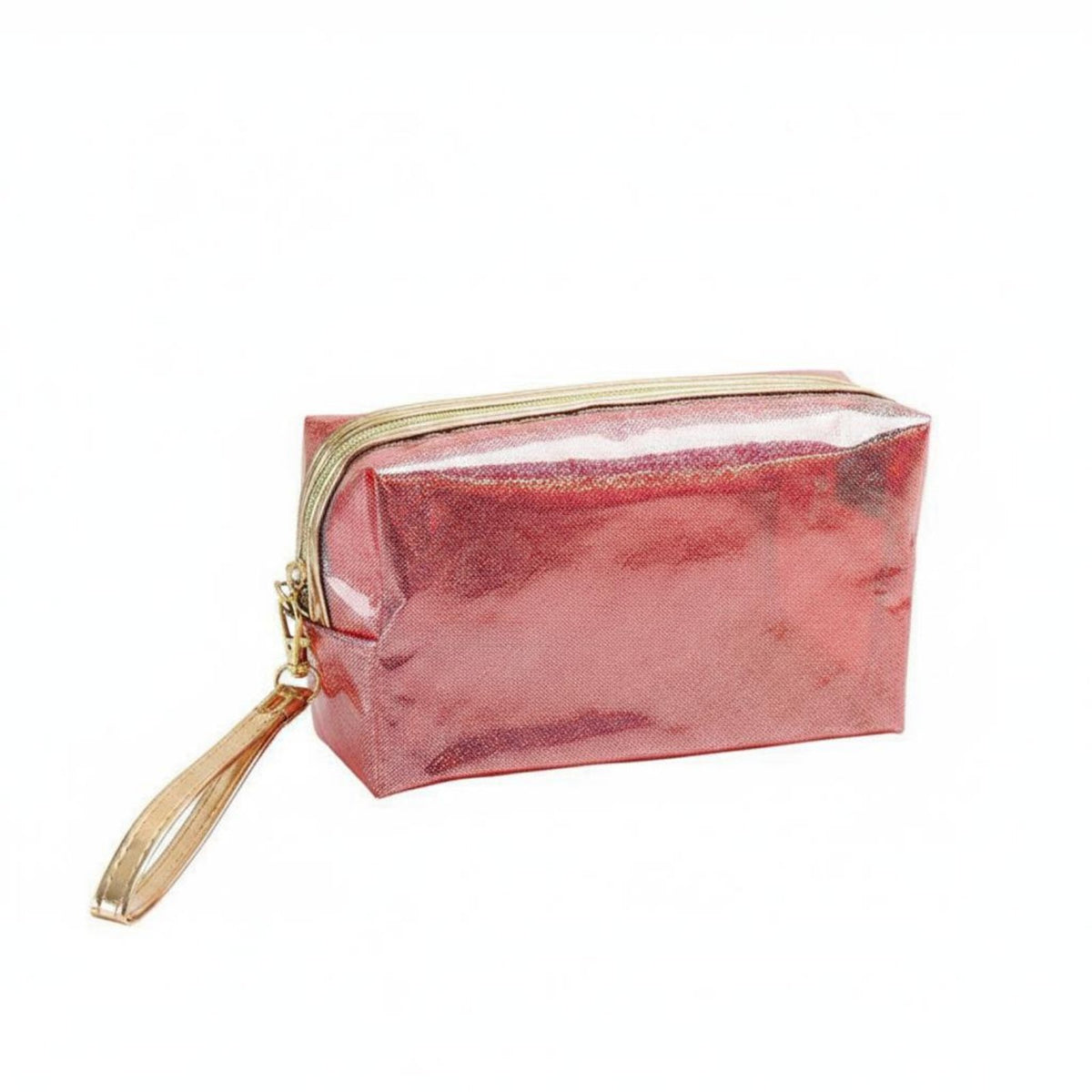 Clear Pouch with Wrist Strap Compact Transparent Toiletry Pouch Portable Makeup Bag for Gym