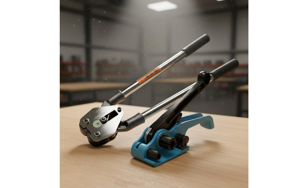 Manual Strapping Tensioner Combined Tensioning and Cutting Steel Strap Tensioner Easy to Use Ratchet Banding Tool for, Logistics