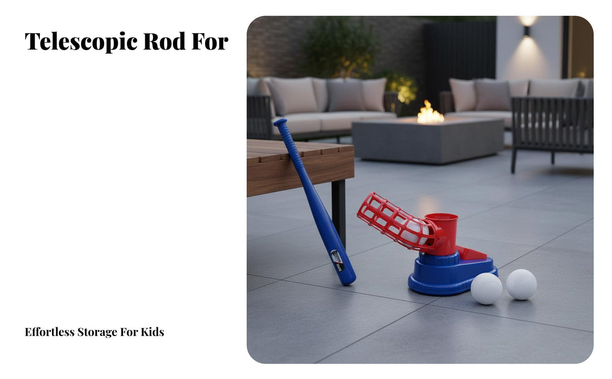 Telescopic Hitting Stick Foot Pedal Baseball Er Toss up Ball Er for Children 3+, Beginners, Backyard, Indoor, Indoors