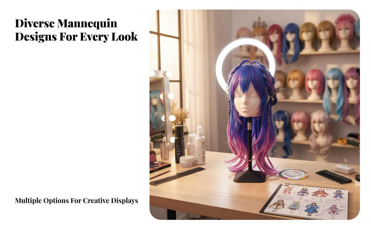 Female Head Model Display stand Mannequin Head Stand Hat Display Mannequin for Hair Stylists, Cosplayers, Salon, Retail Store