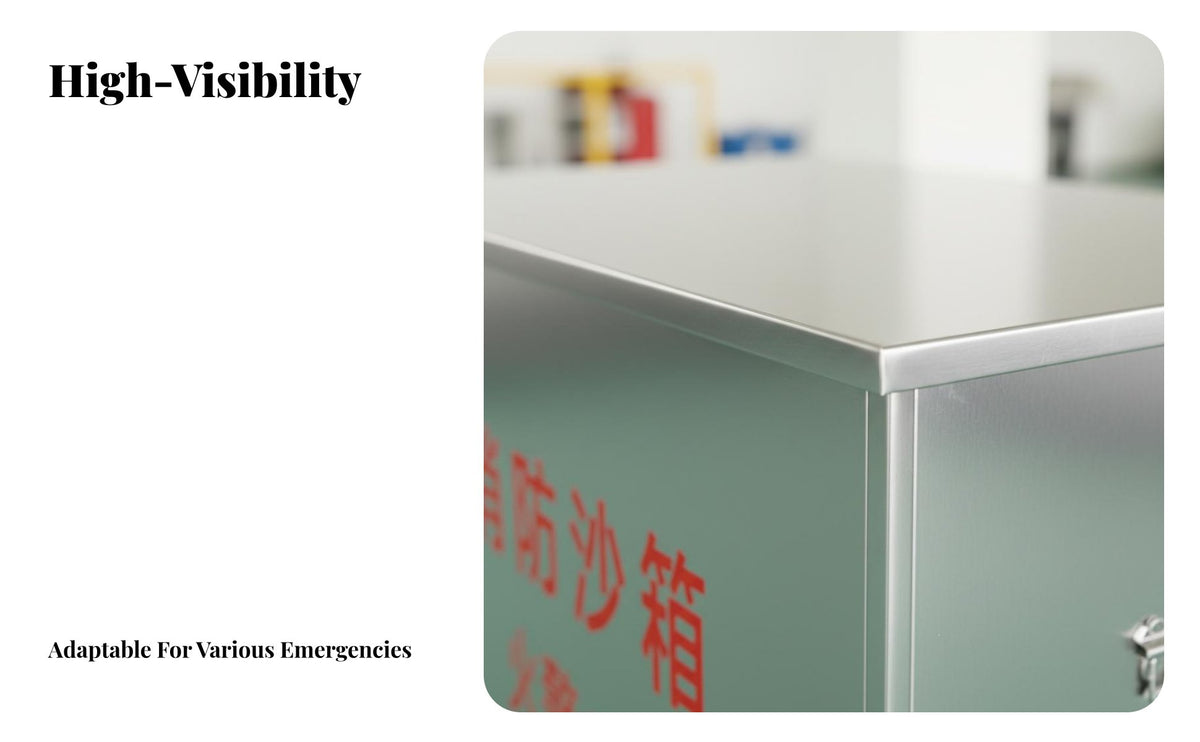Fire Sand Box Heavy Duty Firefighting Sand Bin Sturdy Construction Red Metal Fire Box for Gas Station Industrial Workers, Factories, Warehouses