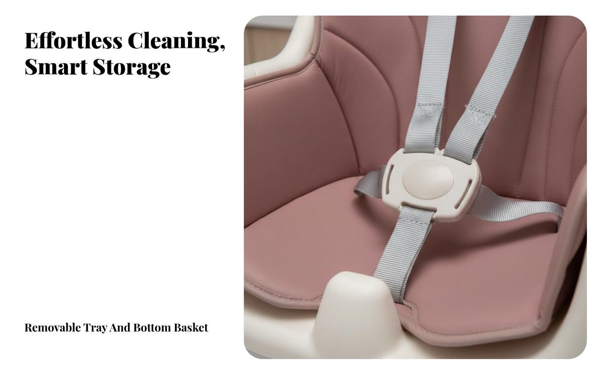 Multi-Functional Baby High Chair Removable Tray Foldable Baby Dining Chair Easy to Clean Foldable Feeding Highchair Anti-Slip Feet for Toddlers, Infants, Parents, Mealtime, Travel, Kitchen, Restaurants