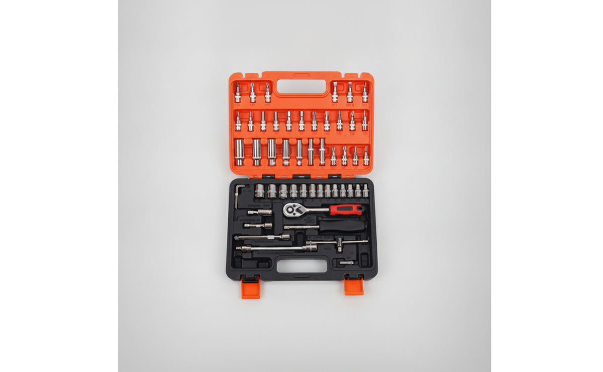 53 Pieces Socket Wrench Tool Kit Automotive Socket Set with Ratchets Mechanical Mechanics Tool Set for Home Mechanics, Garage, Roadside