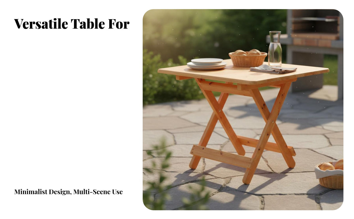 Wooden Folding Table Foldable Design Solid Wood Foldable Table Multi-Scene Use Household Furniture for Campers, Families, Barbecue, Camping, Garden