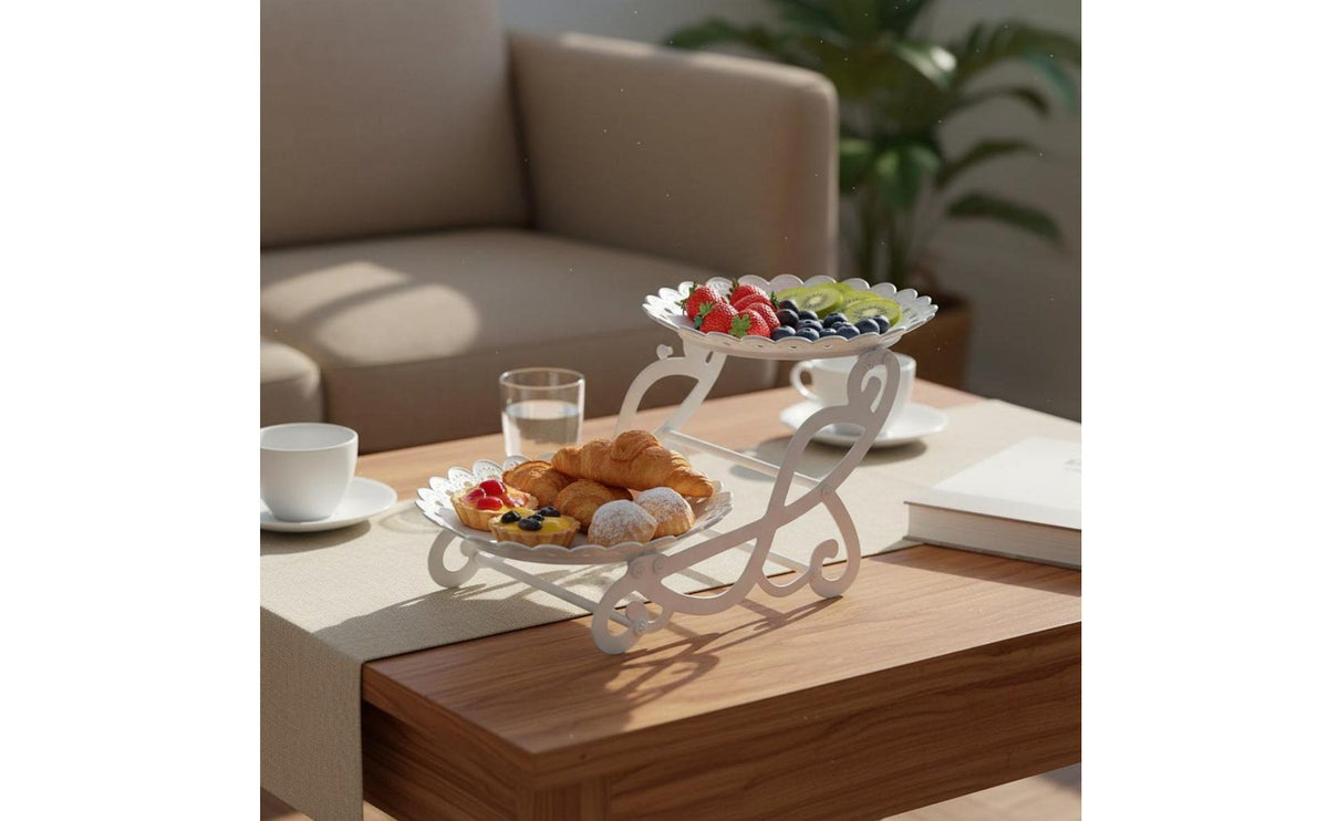 European Design Food Serving Platter Elegant Design Appetizer Serving Tray Multi-Purpose Lace Border Dessert Tray Versatile Usage for Afternoon Tea, Party, Living Room