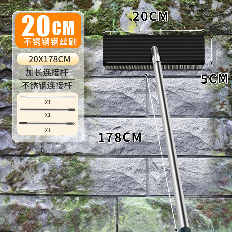 不锈钢地刷长柄钢丝刷地板清洁刷除青苔油渍工业除铁锈甲板刷子