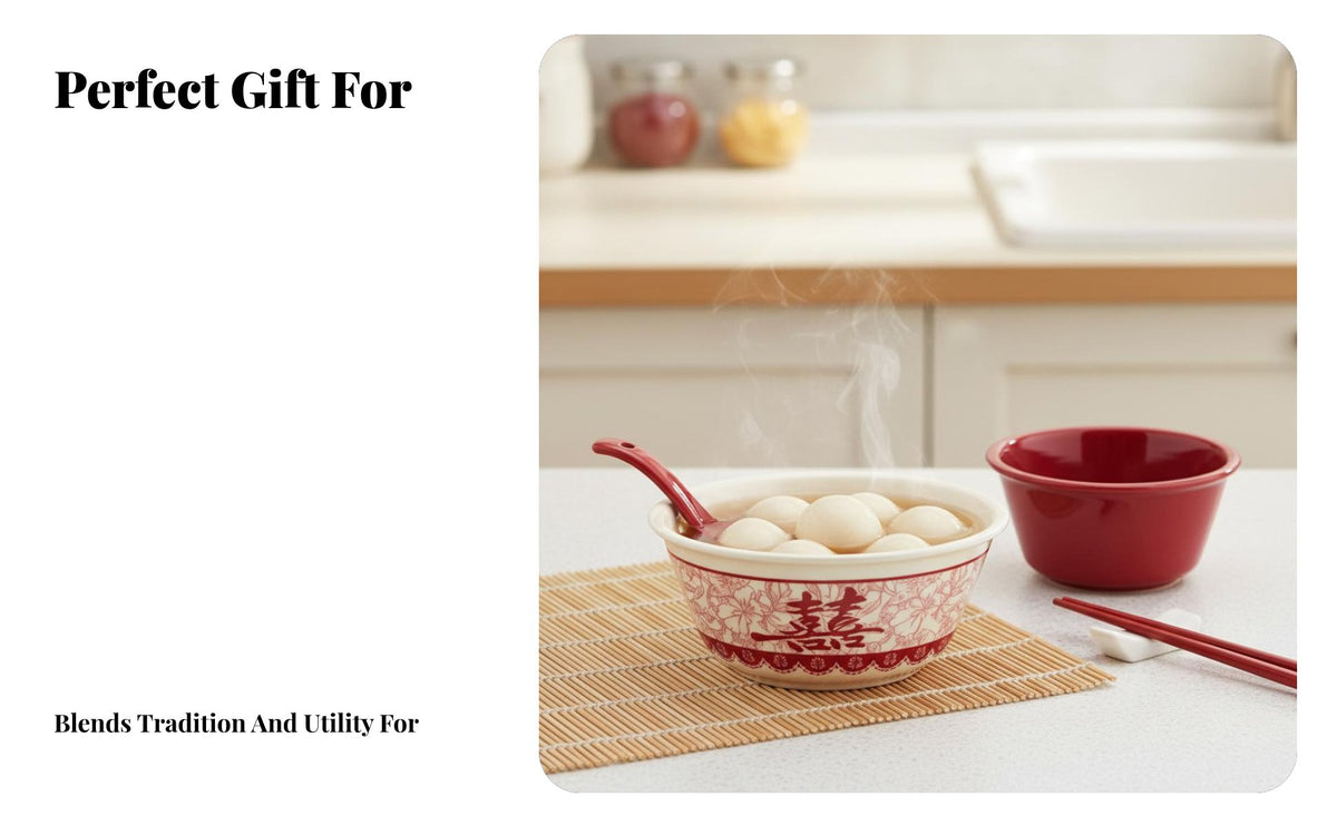 Festive Red Ceramic Dinnerware Set, Bowl Plate Chopsticks, Underglaze, Gift Box