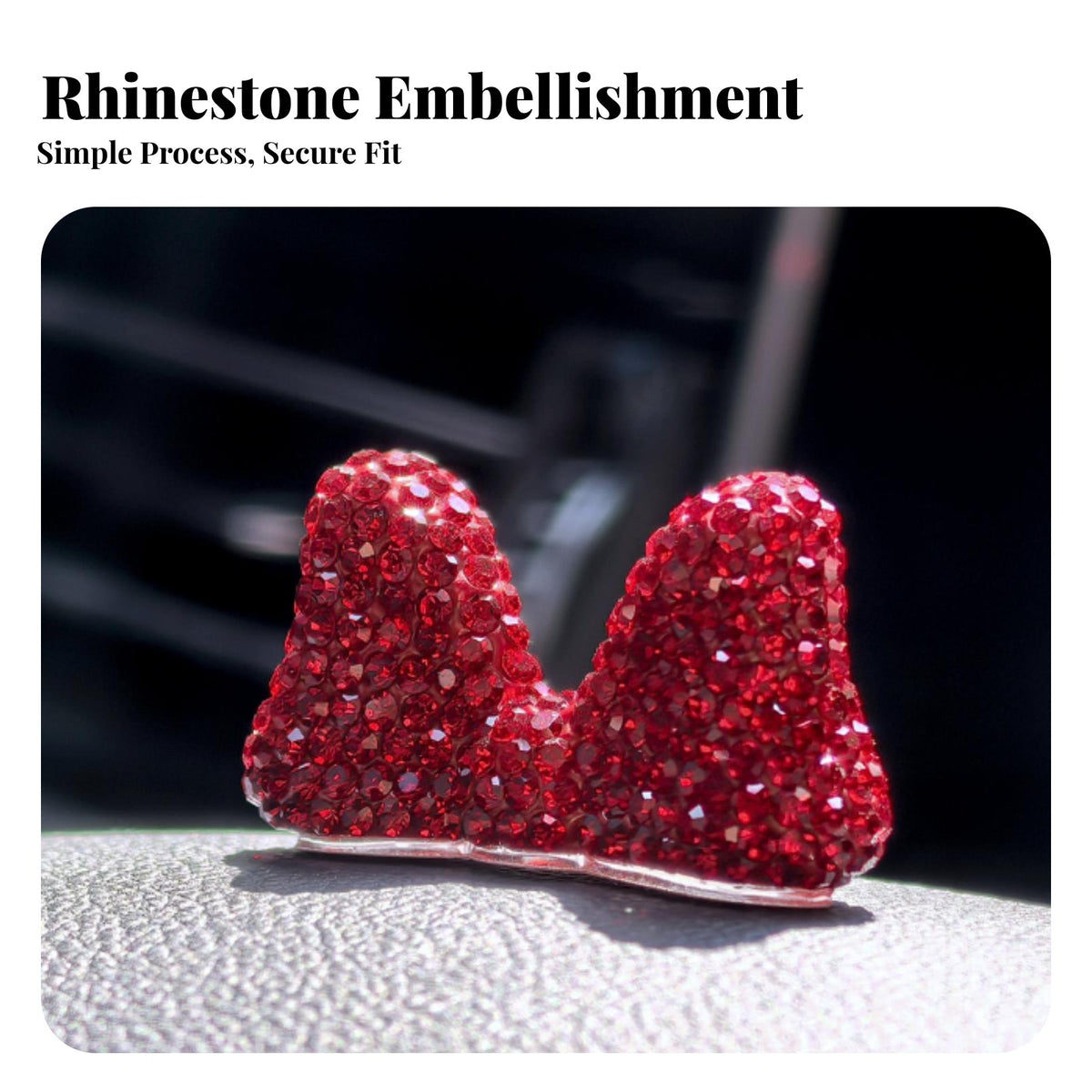 Rhinest Single Bow Car Ornament Sparkling Crystal Bow Car Decoration Mini Size Dashboard Decoration for Girls, Drivers, Center Console