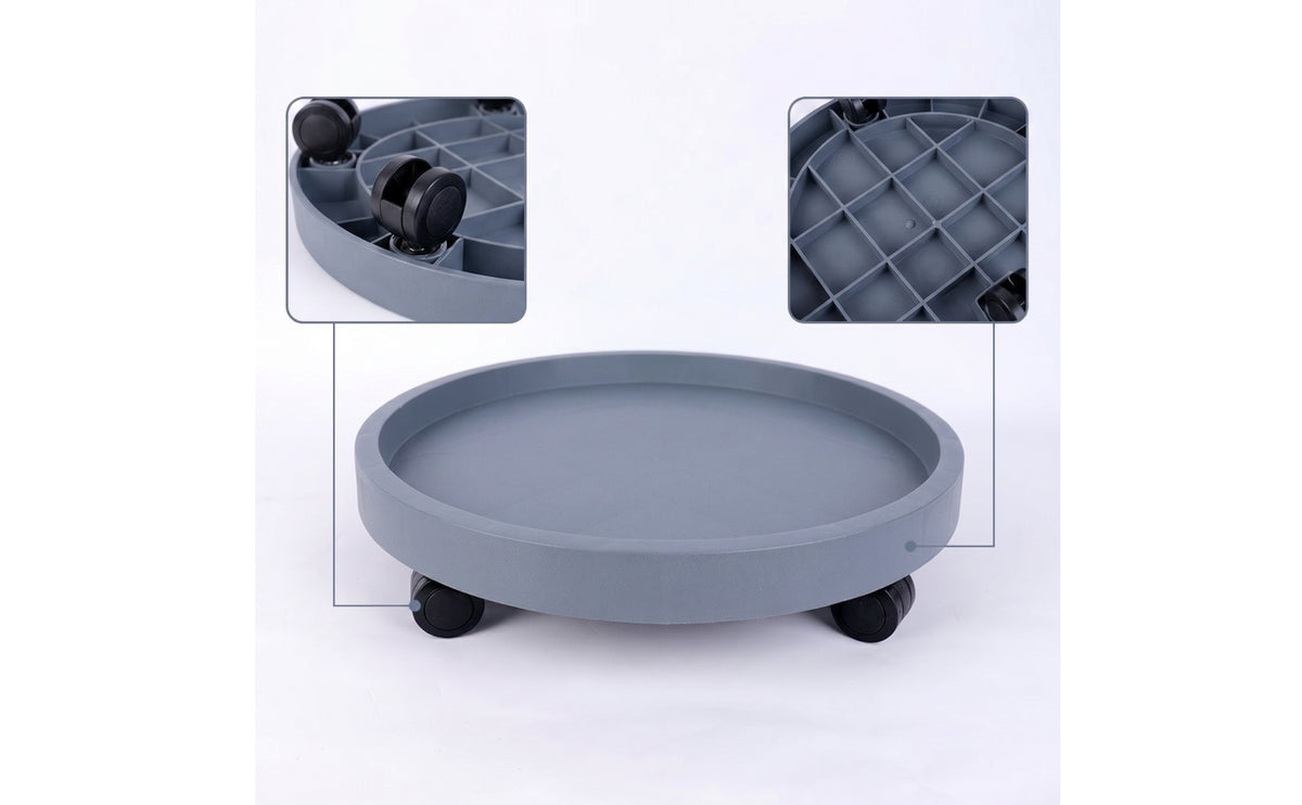 Easy to Move Rolling Plant Mover Movable Plant Pot Tray with Wheels Heavy Duty Mobile Flowerpot Saucer Sleek Profile for Gardeners, Balcony, Indoor Garden, Living Room