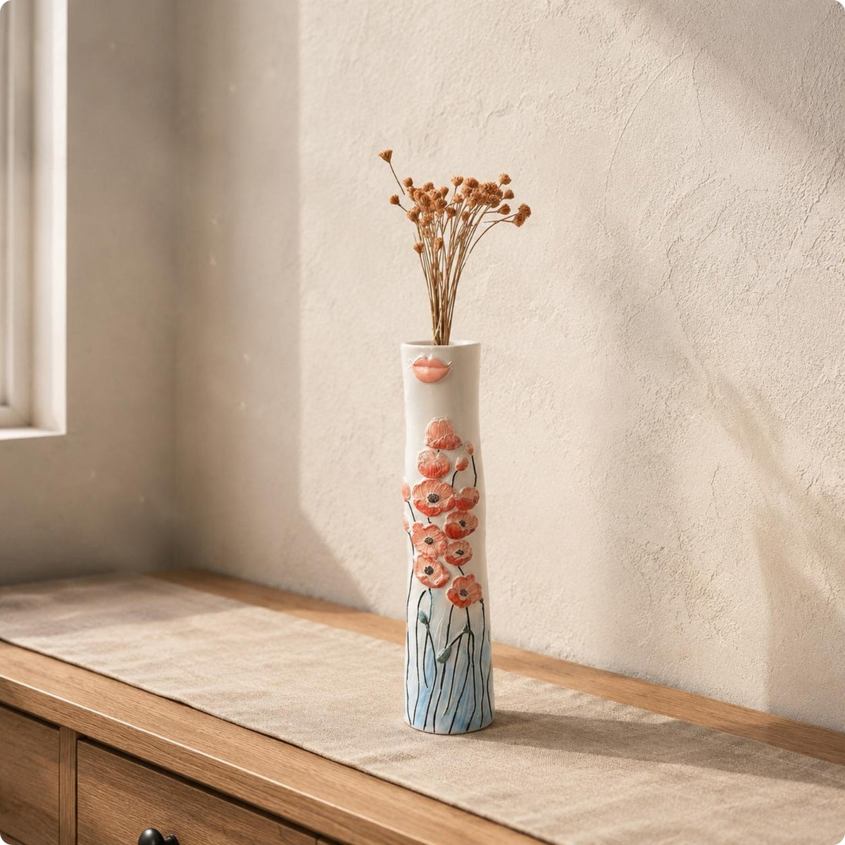3 Pieces Ceramic Bud Vase Gift Idea Home Decor Vintage Design for Desk