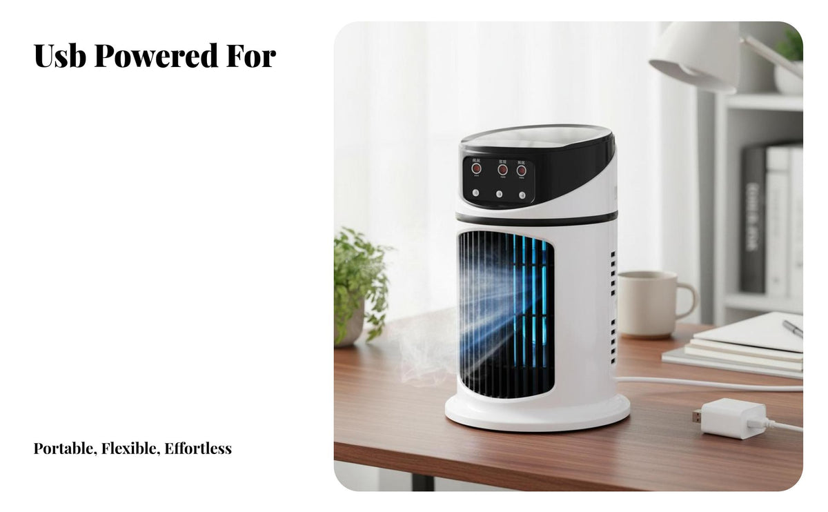 Portable Air Chiller Cools and Humidifies Desktop Air Chiller Multi-Functional Function Desktop Cooling Fan for Students, Office Workers, Dorm Room