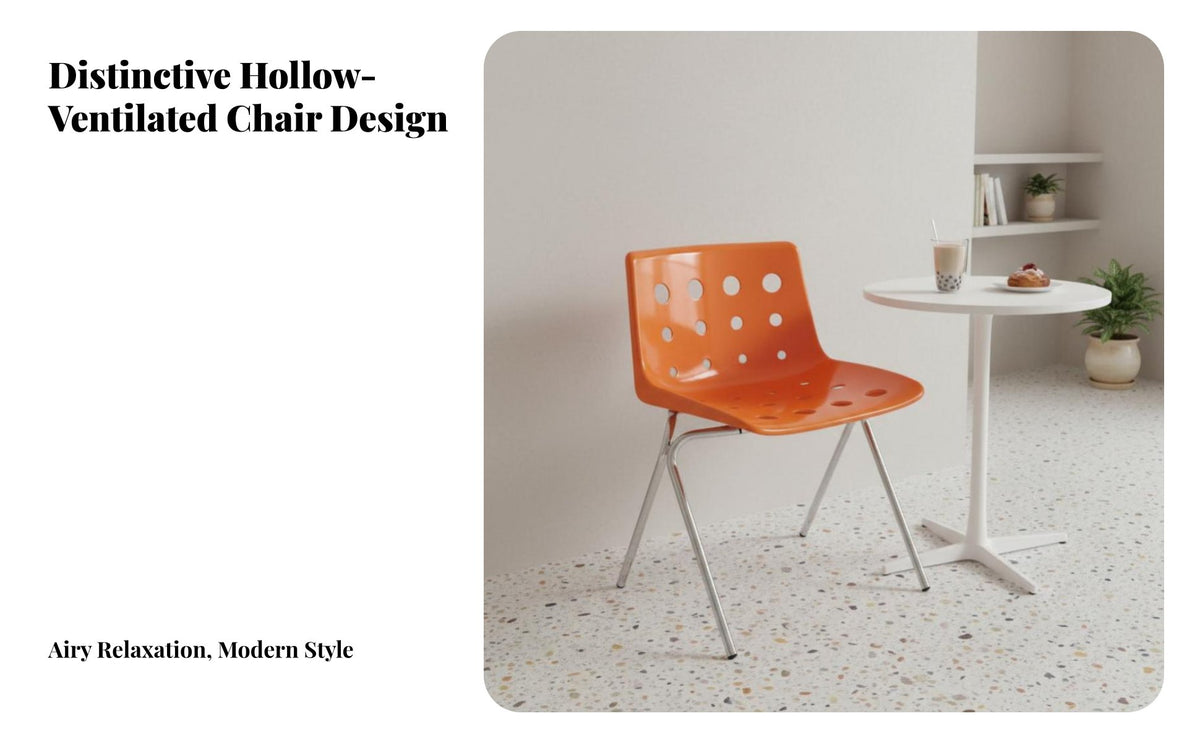 Perforated Backrest Cheese-Hole Chair Retro Design Indoor Seating Ergonomic Curve Single-Piece Molded Seat for Young Adults, Home Decorators, Dining Room, Restaurant, Reading Nook, Bedroom