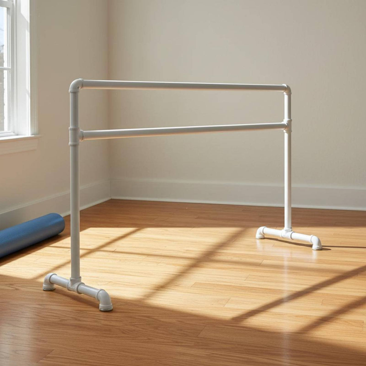 Freestanding Dance Bar with Adjustable Double Rail Stretching Bar Home Practice Bar Portable Home Workout Barre for Balance Flexibility Posture Suitable for Children Adults Home Studios Fitness Training