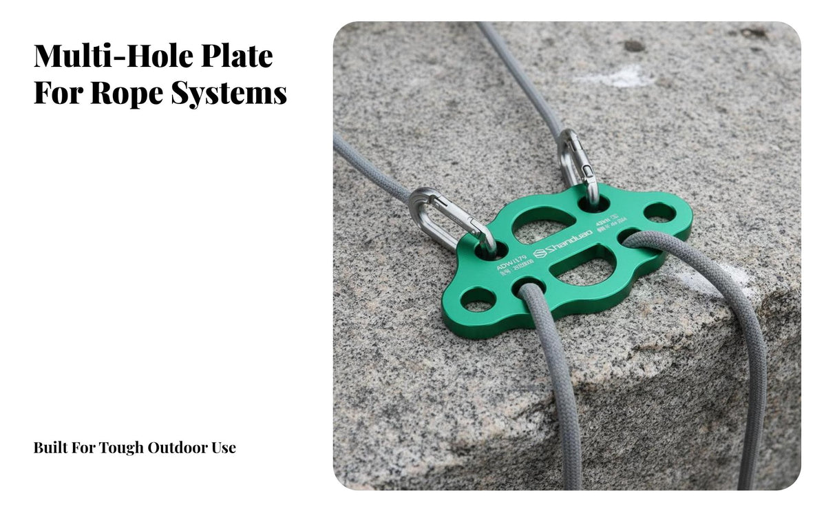 Even Force Distribution 8-Hole Anchor Plate High-Strength Aluminum Alloy Climbing Rope Divider Lightweight Multi-Anchor Rigging Plate Long-Lasting for Rock Climbers, Mountaineers, Arborists, Mountaineering, Work at Height, Rescue Operations, Caving