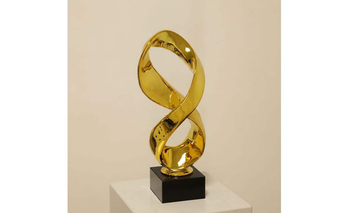 Abstract Sculpture Metal Sculpture with Pedestal Glossy Decorative Statue for Interior Designers, Art Collectors, Living Room, Office, Inn Entryway