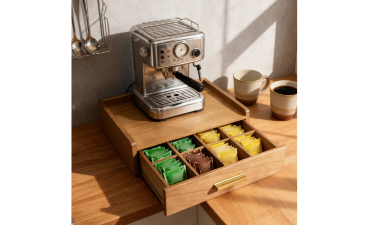 Divided Tea Storage Box Space Tea Packet Organizer Drawer Presentation-Ready
