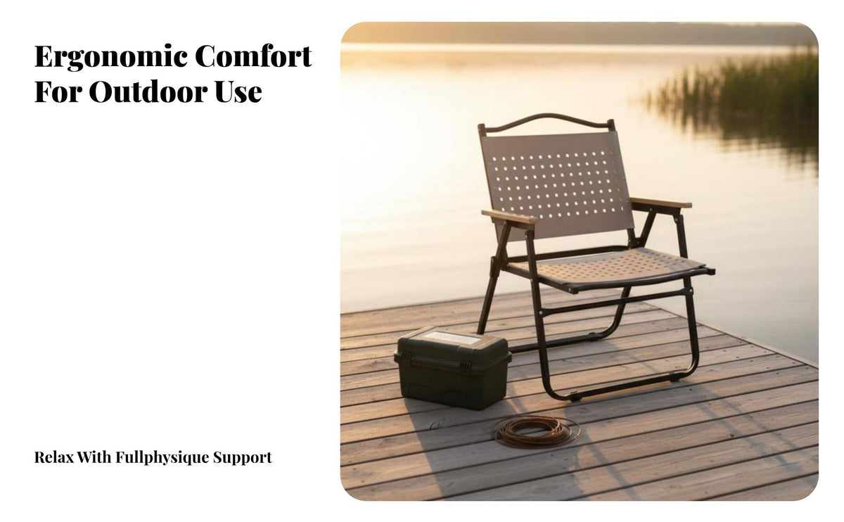 Foldable Classic Foldingdesign Folding Chair Long-Lasting Low-Slung Camp Armchair Weather-Resistant Portable Seat Lightweight for Campers, Anglers, Picnickers, Camping, Picnics, Fishing, Backyard