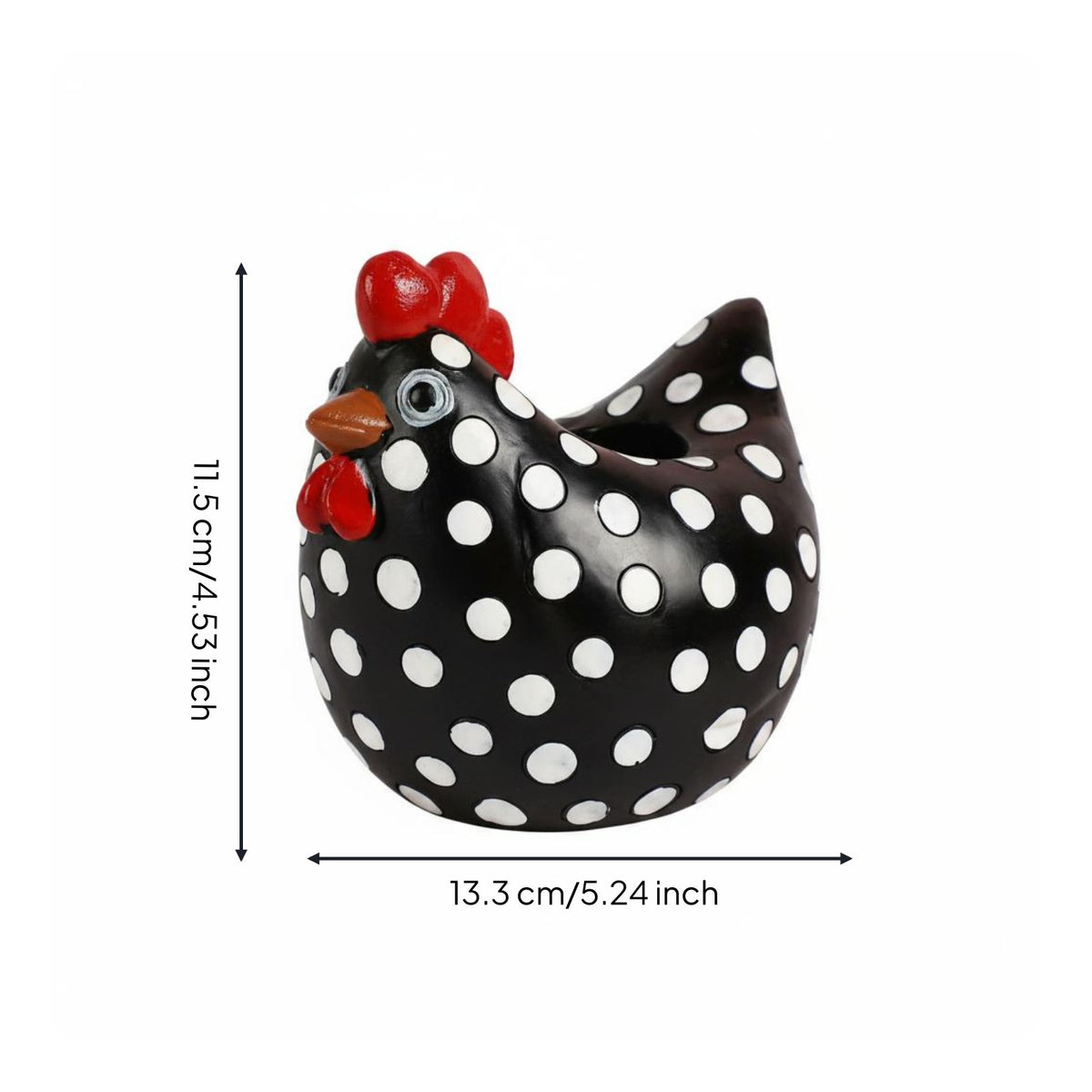 Cute Spotted Cock Statue Quirky Spotted Chicken Figurine Cartoon Design Resin Cock Sculpture Funny for Gift