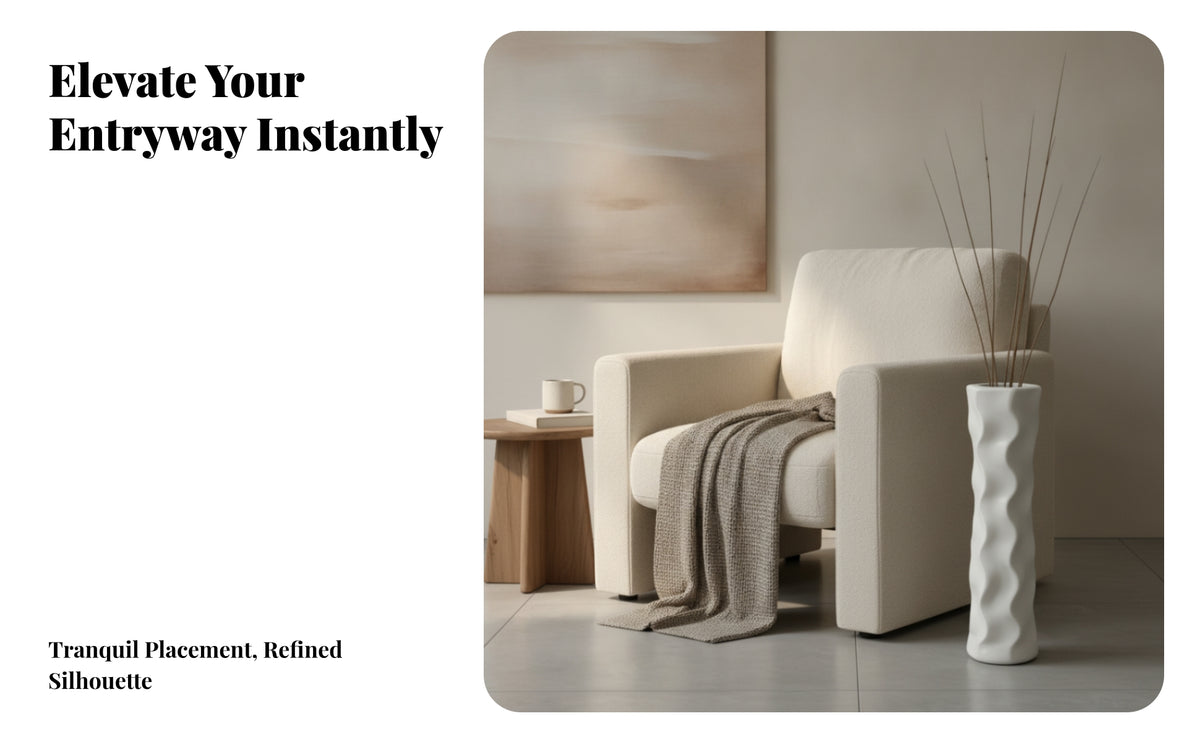 Modern Tall Floor Vase | Stable Freestanding Base, Narrow Opening for Floor Vase, Living Room