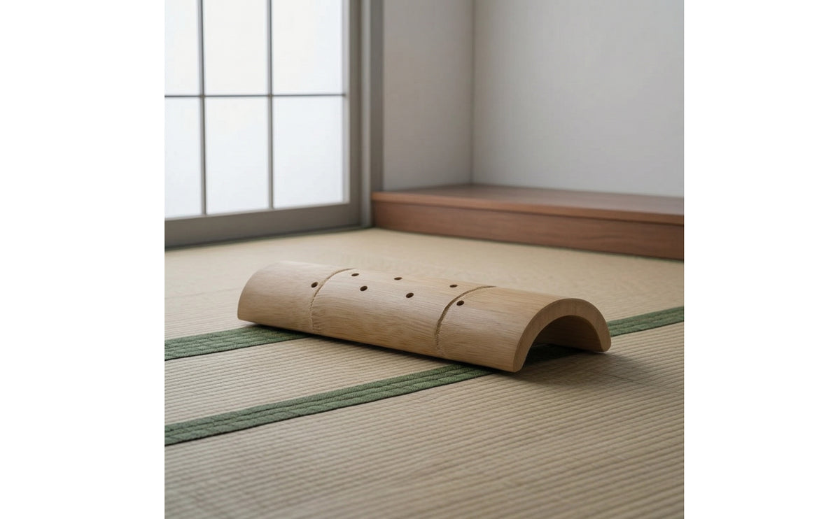 Bamboo Pillow Curved Arched Pillow Hollow Bedding for Tatami Room, Meditation