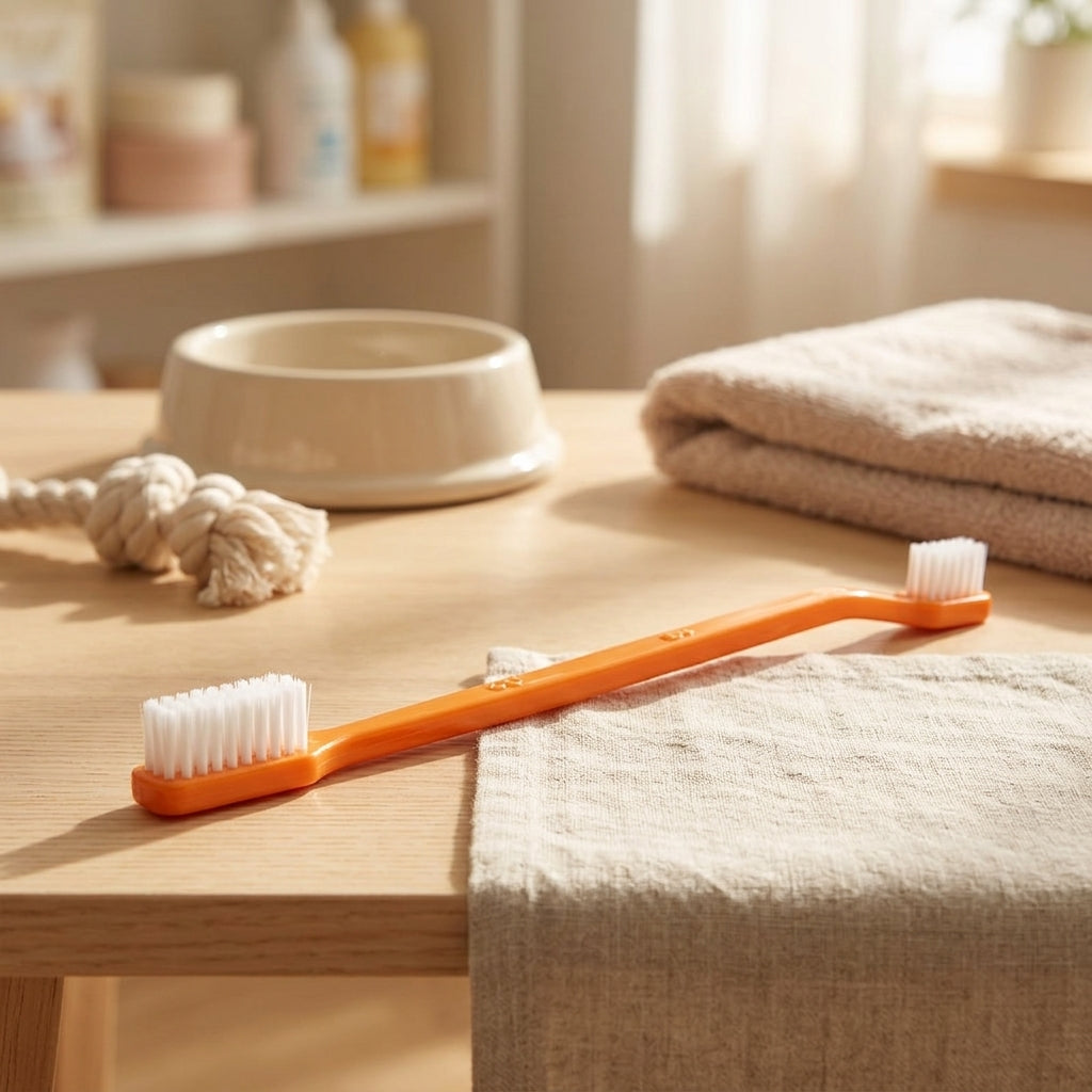 Dog Toothbrush and Cat Toothbrush for Bad Breath, Soft Silicone Finger Tooth Brush for Dog Tooth Care, Single Silicone Pet Grooming Tool, Orange