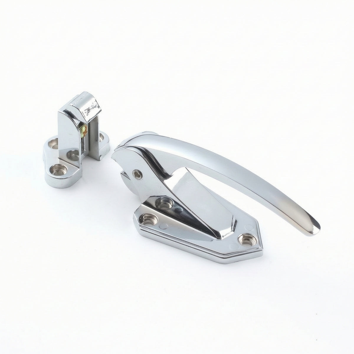 Chrome-Finished Latch Lock with Strike Block Metal Keyed Entry Door Latch Lockable Adjustable Deadlatch Easy to Install for Cabinets