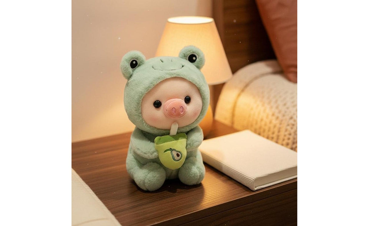 bubbles Tea Pig Stuffed Animal Cute Design Pig Stuffed Animal Cuddly Piglet Stuffed Toy for Girls, Couples, Bedroom, Nursery
