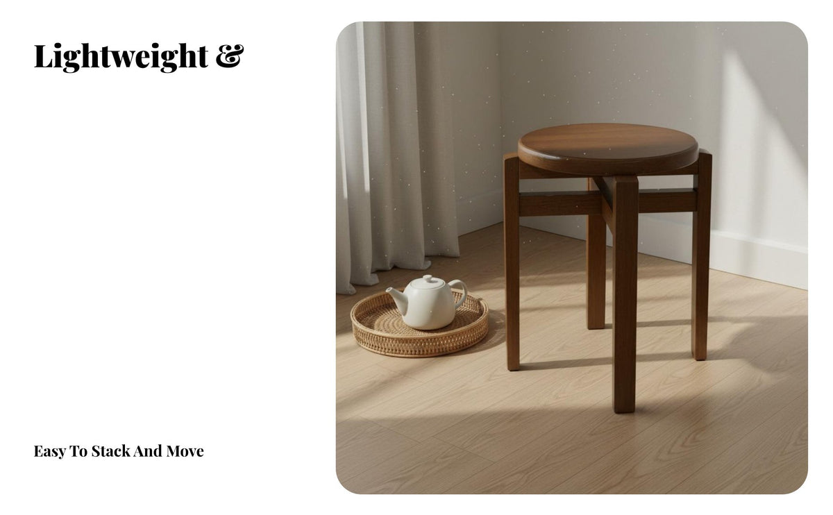 Solid Wood Construction Interlocking Block Stool Minimalist Design Backless Seat Long-Lasting Household Furniture Space-Saving for Interior Designers, Business Owners, Dining Room, Home, Kitchen, Office