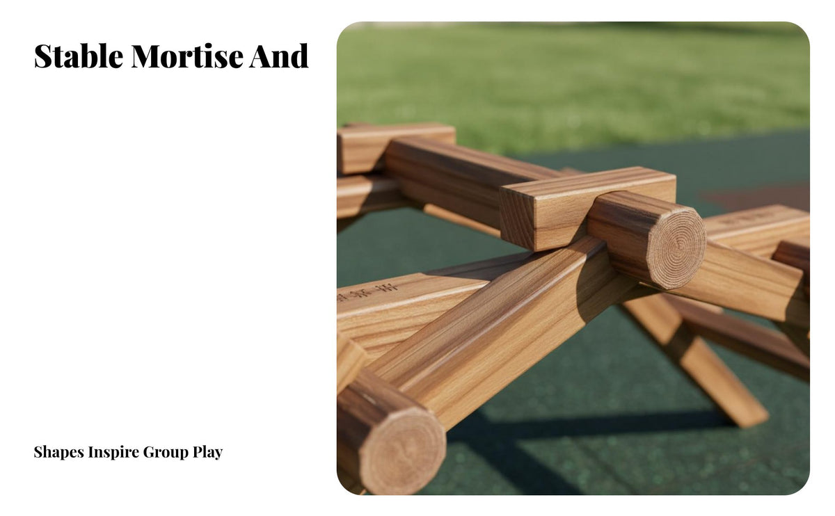 Carbonized Wood Toy Blocks Mortise and Tenon Design Carbonized Wood Blocks Sensory Training Interlocking Construction Logs for Preschoolers, Backyard