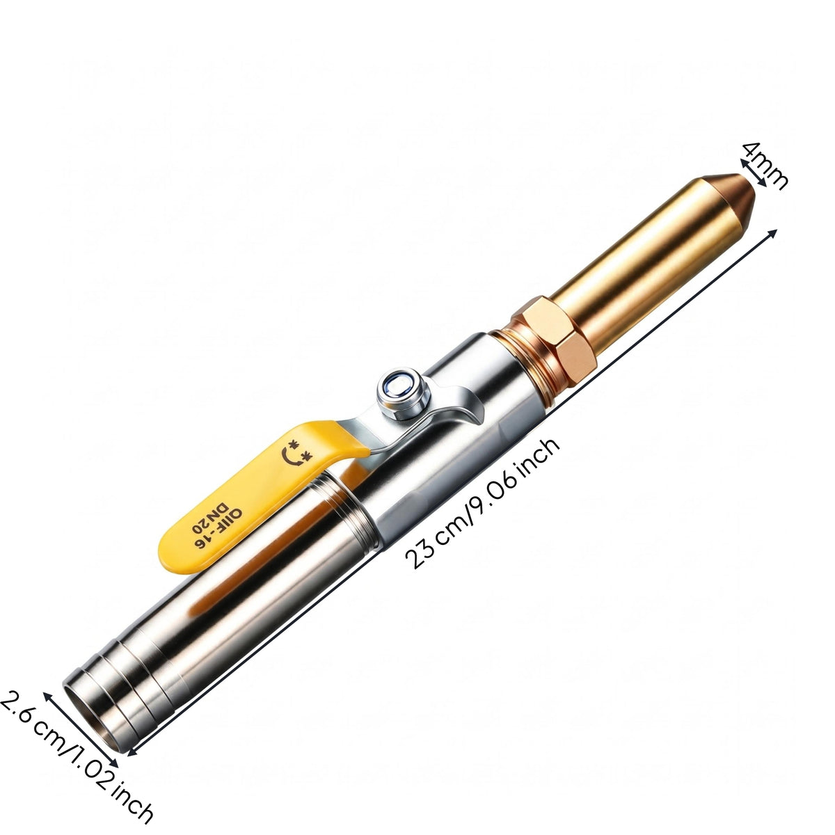 Metal Body Straight-Spray Nozzle Tapered Tip Ball-Valve Nozzle Threaded Garden Hose Sprayer Compact
