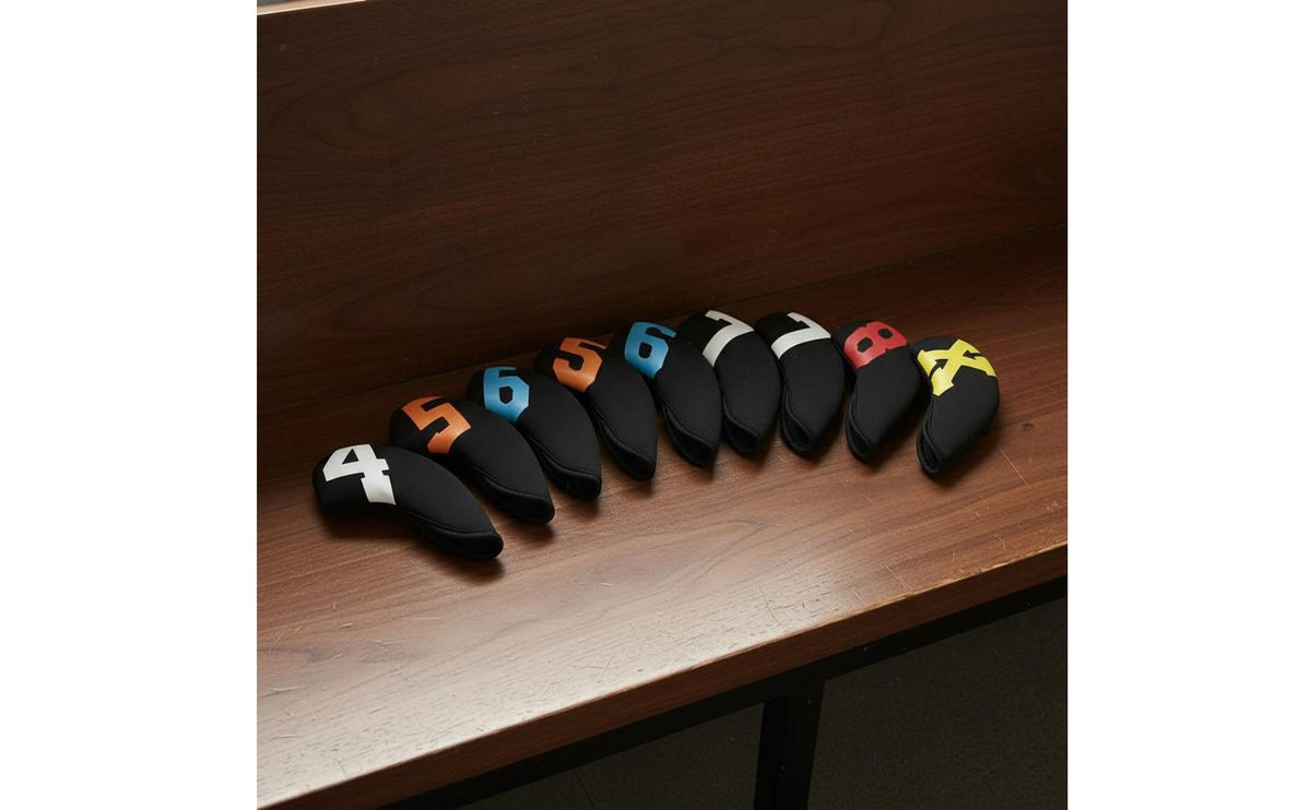 10 Pieces Sporting Iron Headcover Set Waterproof Sporting Iron Headcover Short Iron Cover Universal Fit Thick Shielding Padding
