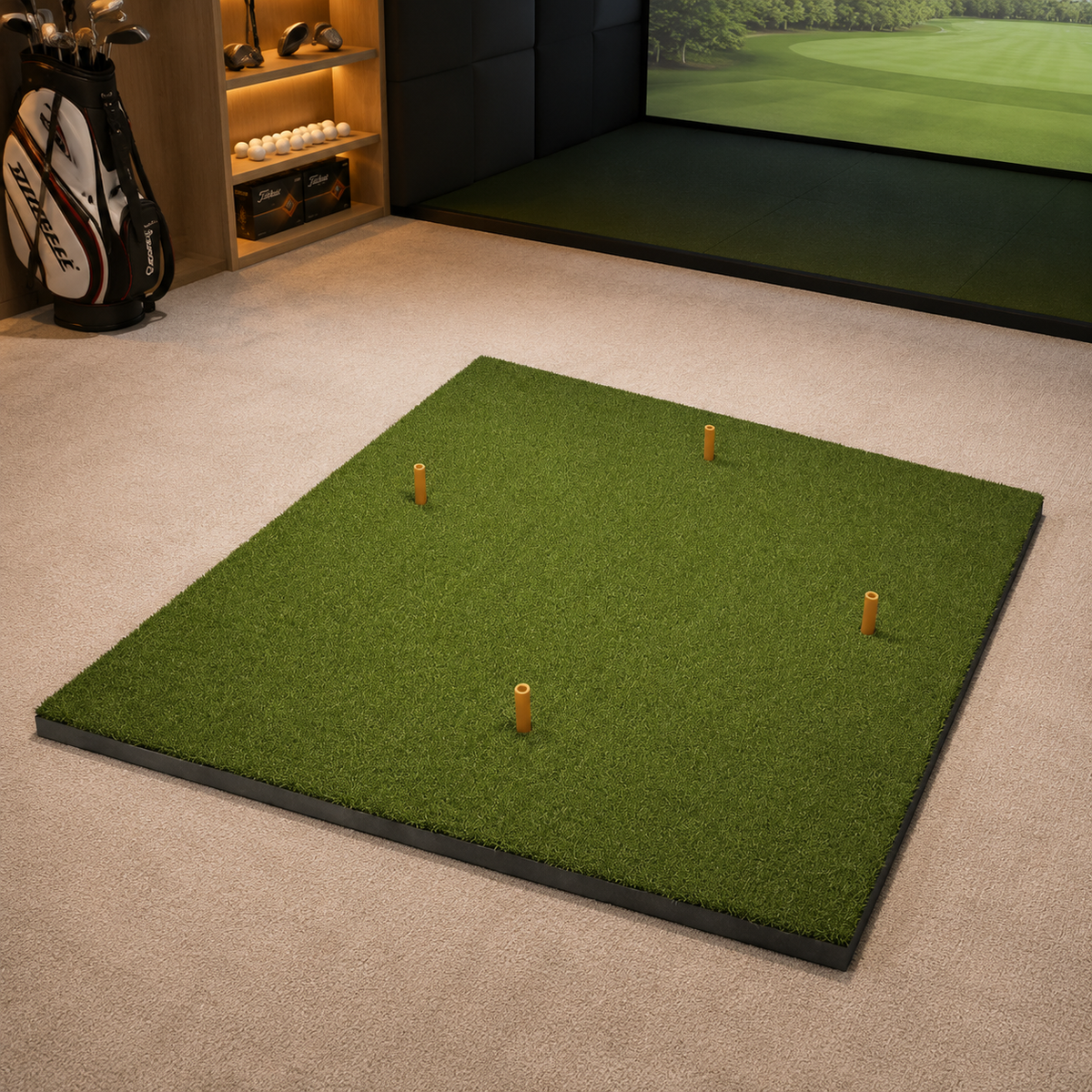 Putting Practice Bay Mat, 100cm Indoor and Outdoor Non-Slip Hitting Mat, Portable Heavy Duty Artificial Turf for Swing Training