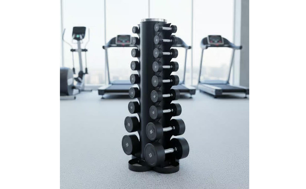 Cylindrical Dumbbell Rack Commercial Quality Frame Dumbbell Rack Fitness Equipment Space Saving High Weight Capacity