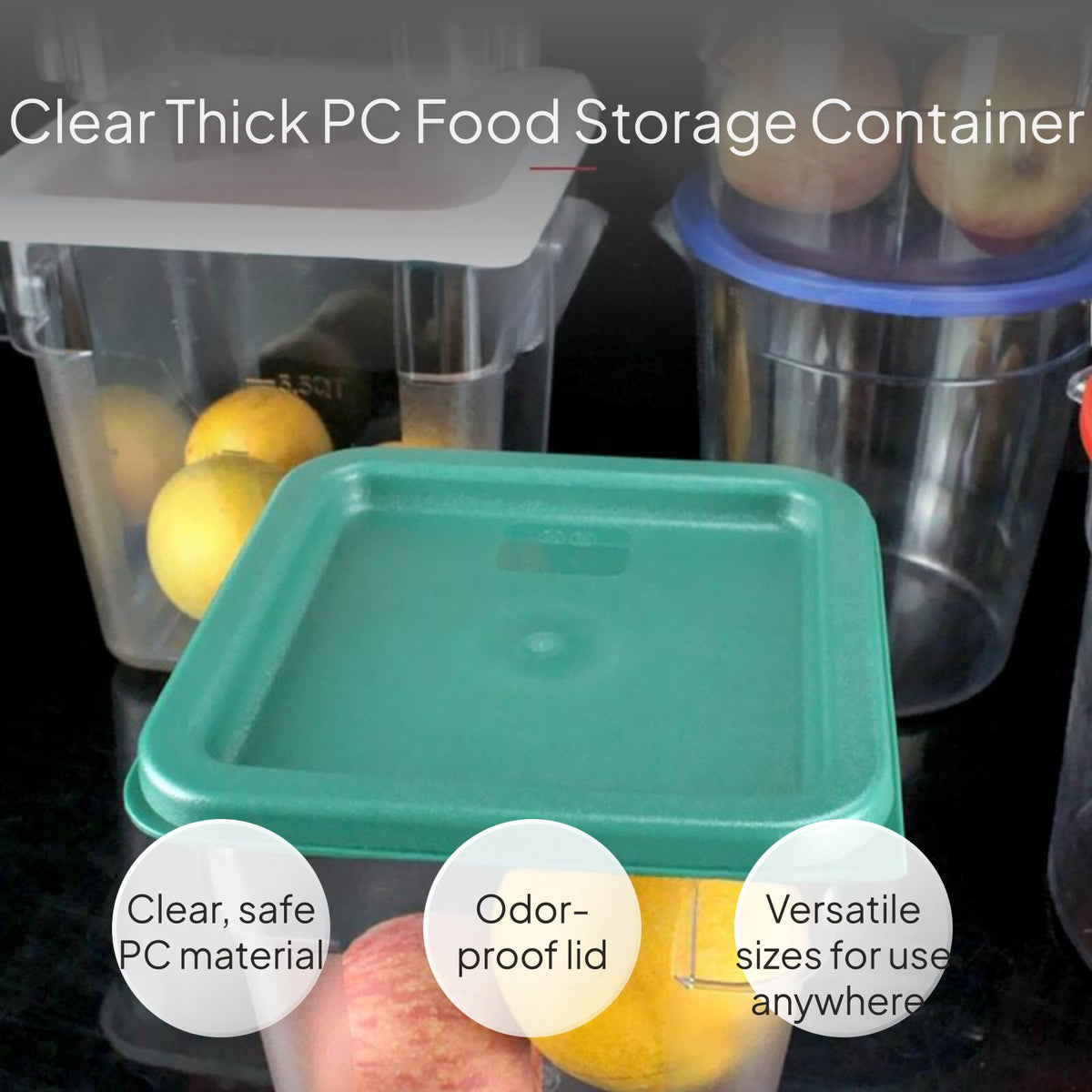 Square Food Grade PC Storage Container with Lid